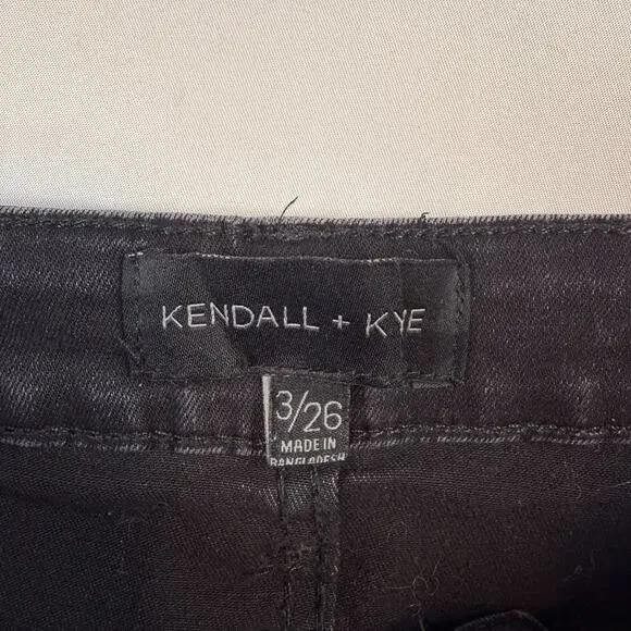 Kendall + Kylie High Rise Button Fly Black Denim Mini Skirt Size 3/26 - Picture 2 of 7